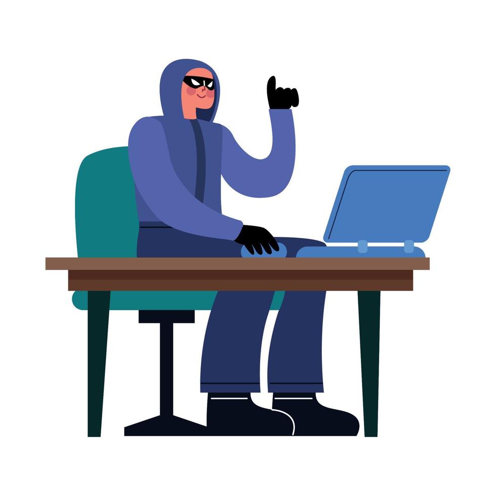 hacker che usa il laptop vettore