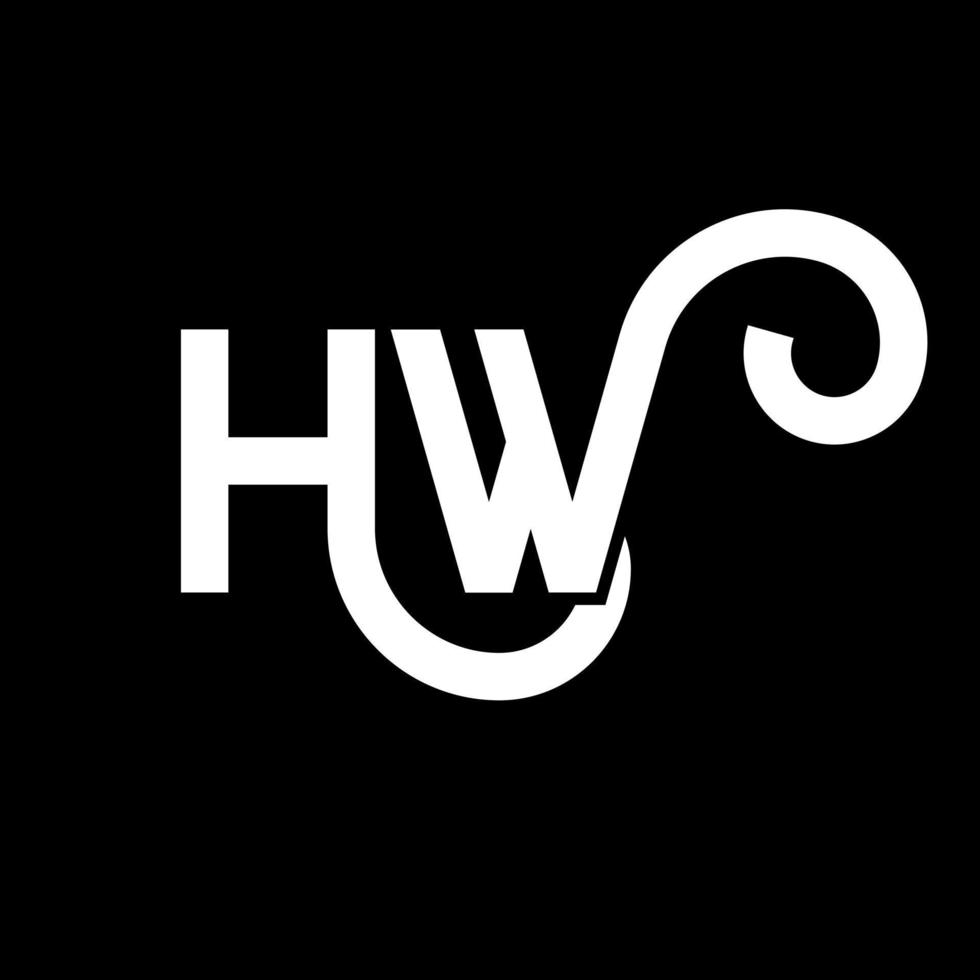 hw lettera logo design su sfondo nero. hw creative iniziali lettera logo concept. disegno della lettera hw. hw disegno della lettera bianca su sfondo nero. hw, hw logo vettore