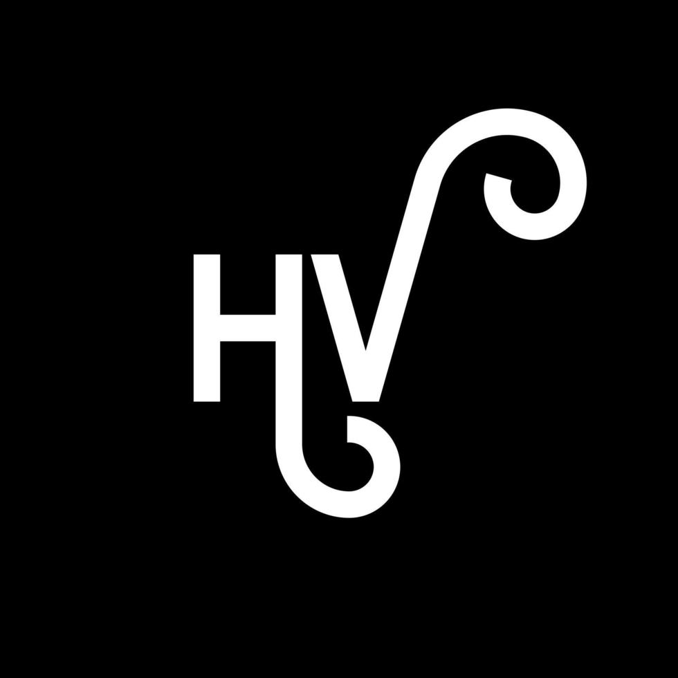 hv lettera logo design su sfondo nero. hv creative iniziali lettera logo concept. disegno della lettera hv. hv bianco lettera design su sfondo nero. hv, hv logo vettore