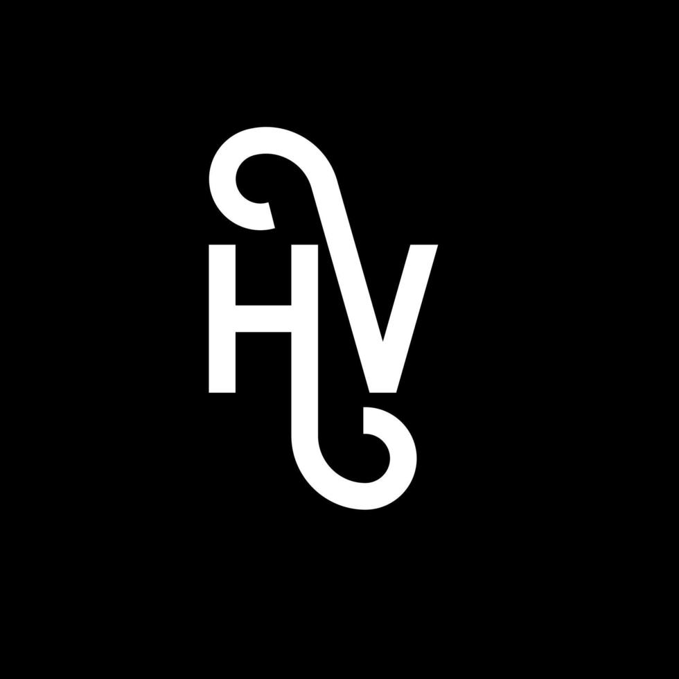 hv lettera logo design su sfondo nero. hv creative iniziali lettera logo concept. disegno della lettera hv. hv bianco lettera design su sfondo nero. hv, hv logo vettore