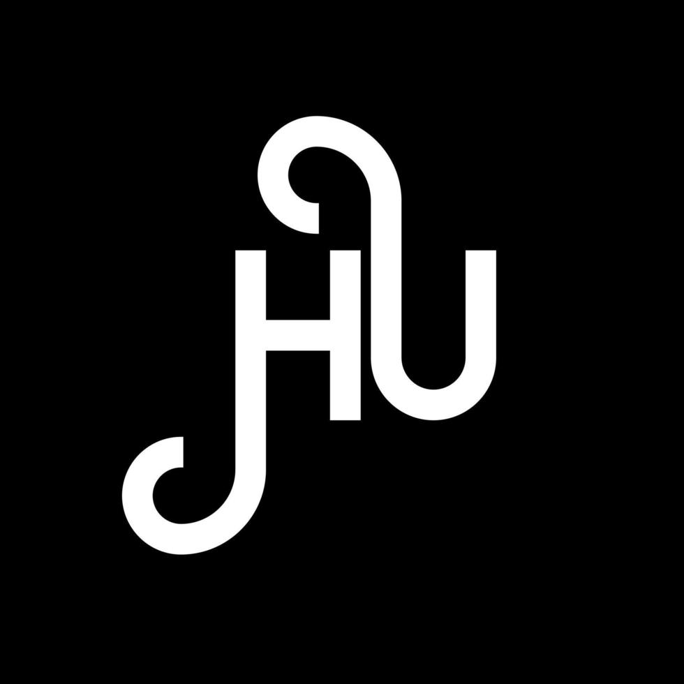 hu lettera logo design su sfondo nero. hu creative iniziali lettera logo concept. hu disegno della lettera. eh disegno di lettera bianca su sfondo nero. eh, eh logo vettore