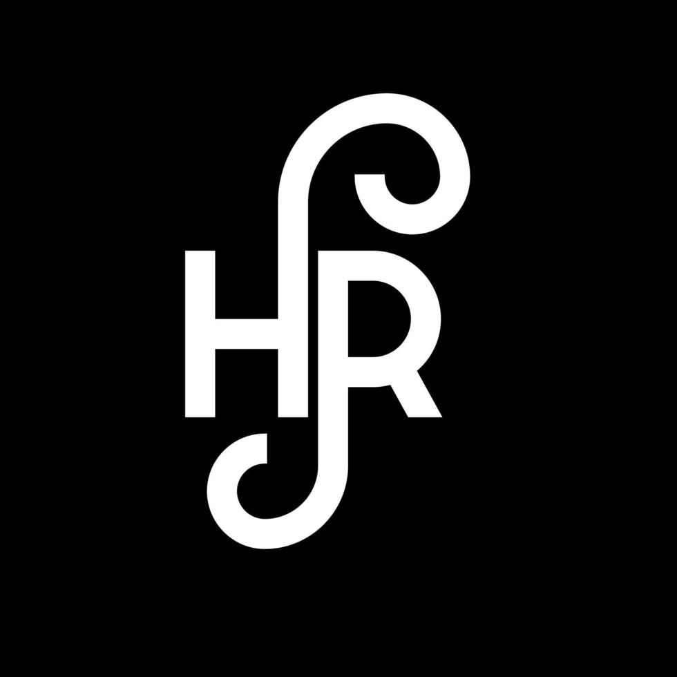 hr lettera logo design su sfondo nero. hr creative iniziali lettera logo concept. disegno della lettera h. hr bianco lettera design su sfondo nero. ora, ora logo vettore