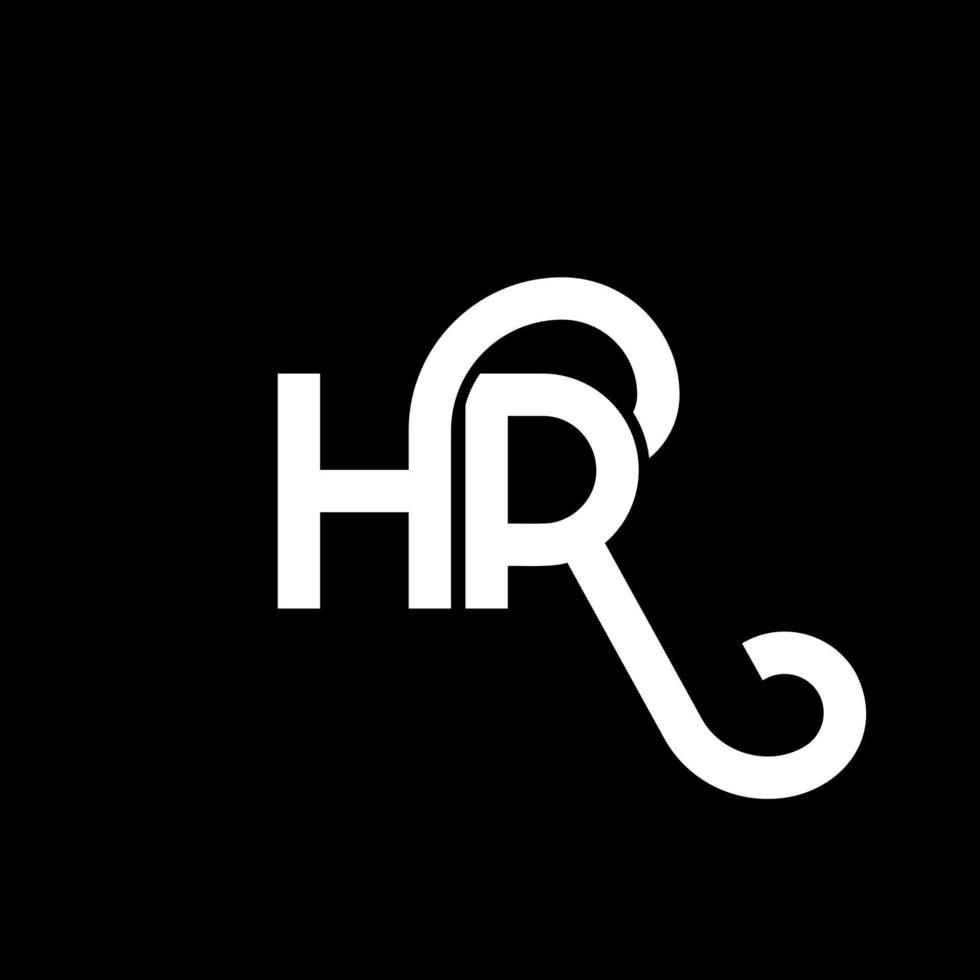 hr lettera logo design su sfondo nero. hr creative iniziali lettera logo concept. disegno della lettera h. hr bianco lettera design su sfondo nero. ora, ora logo vettore