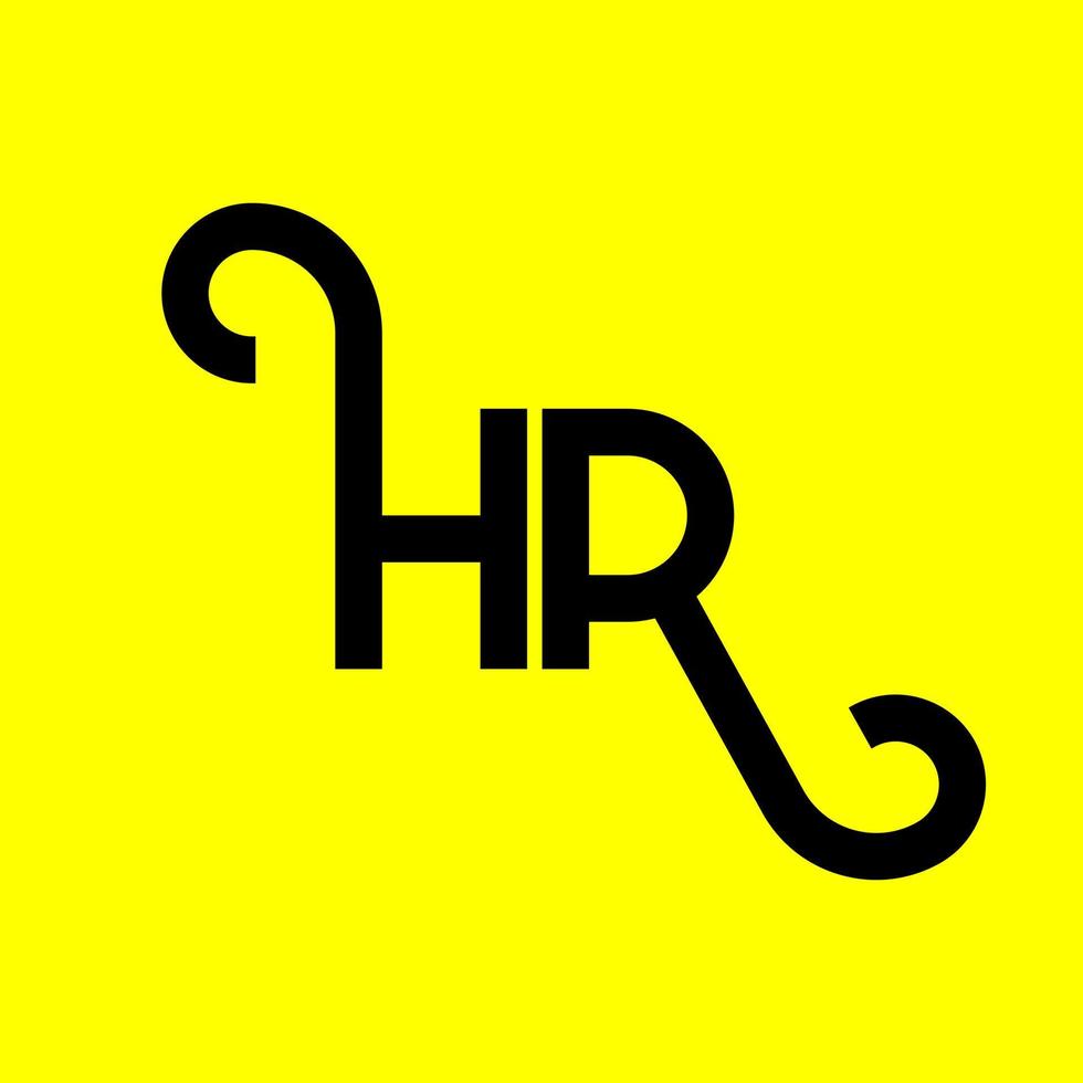 hr lettera logo design su sfondo nero. hr creative iniziali lettera logo concept. disegno della lettera h. hr bianco lettera design su sfondo nero. ora, ora logo vettore