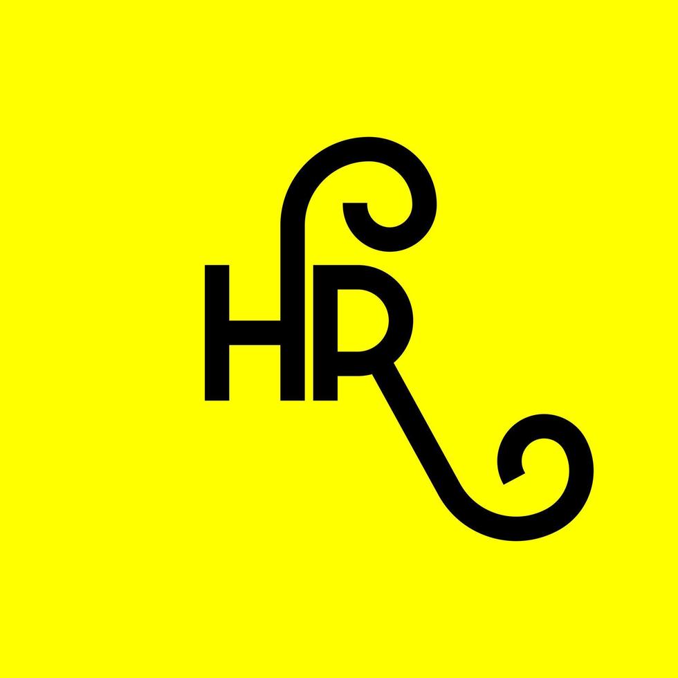 hr lettera logo design su sfondo nero. hr creative iniziali lettera logo concept. disegno della lettera h. hr bianco lettera design su sfondo nero. ora, ora logo vettore