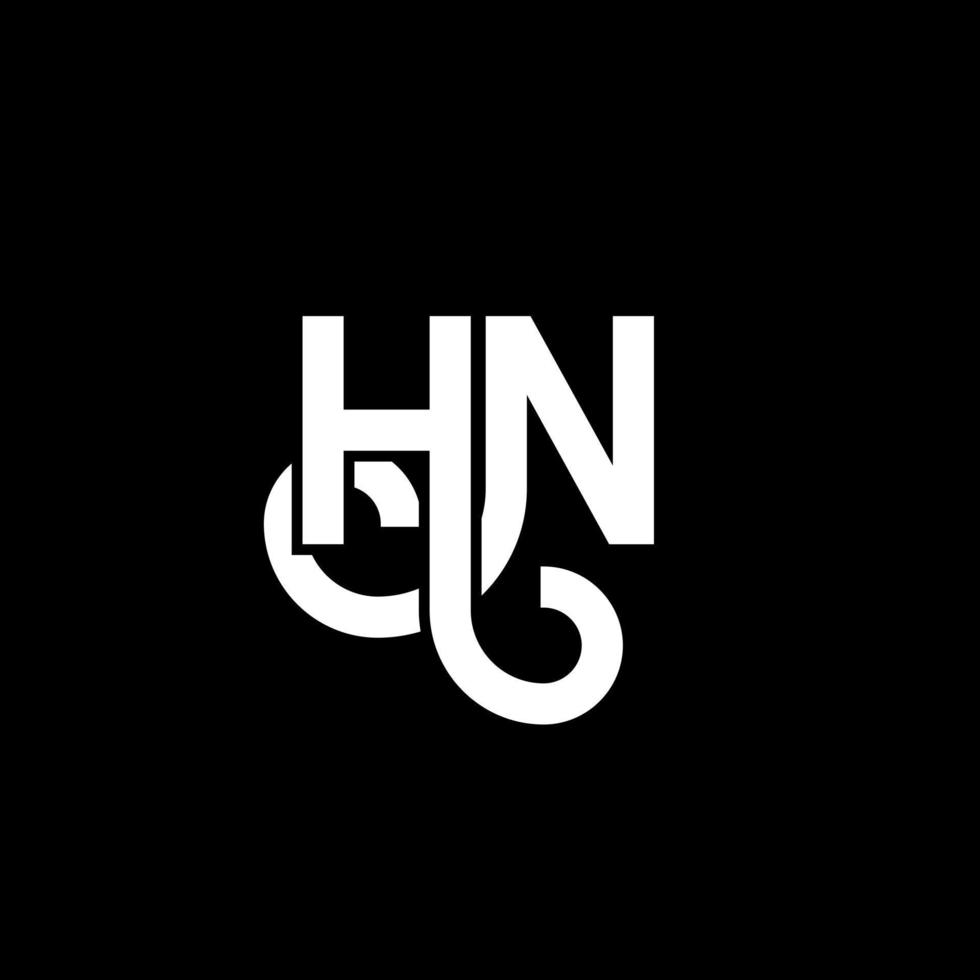 hn lettera logo design su sfondo nero. hn creative iniziali lettera logo concept. disegno della lettera hn. hn bianco lettera design su sfondo nero. oh, hn logo vettore