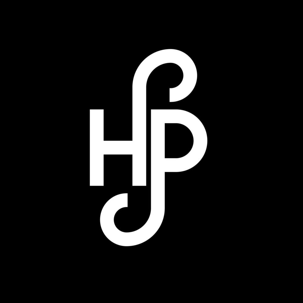 design del logo della lettera hp su sfondo nero. hp creative iniziali lettera logo concept. disegno della lettera hp. hp bianco lettera design su sfondo nero. hp, hp logo vettore