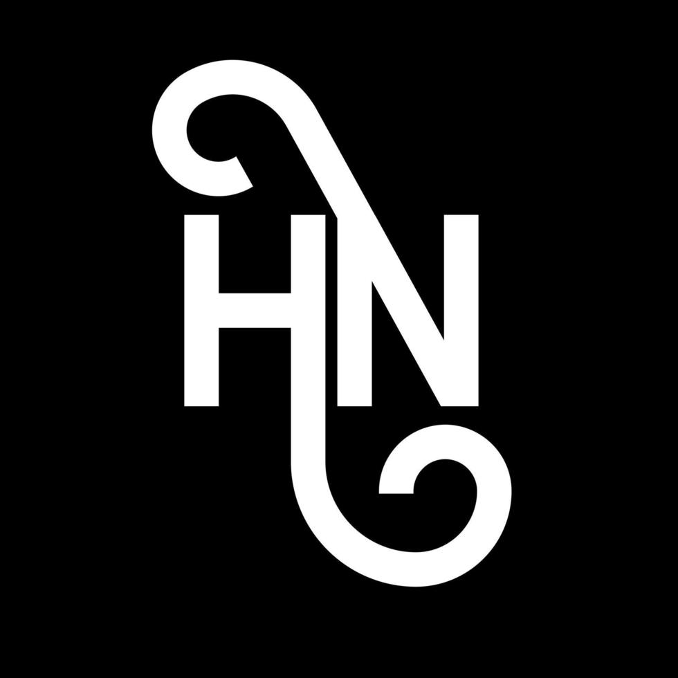 hn lettera logo design su sfondo nero. hn creative iniziali lettera logo concept. disegno della lettera hn. hn bianco lettera design su sfondo nero. oh, hn logo vettore