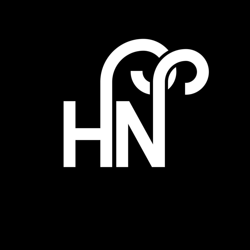 hn lettera logo design su sfondo nero. hn creative iniziali lettera logo concept. disegno della lettera hn. hn bianco lettera design su sfondo nero. oh, hn logo vettore