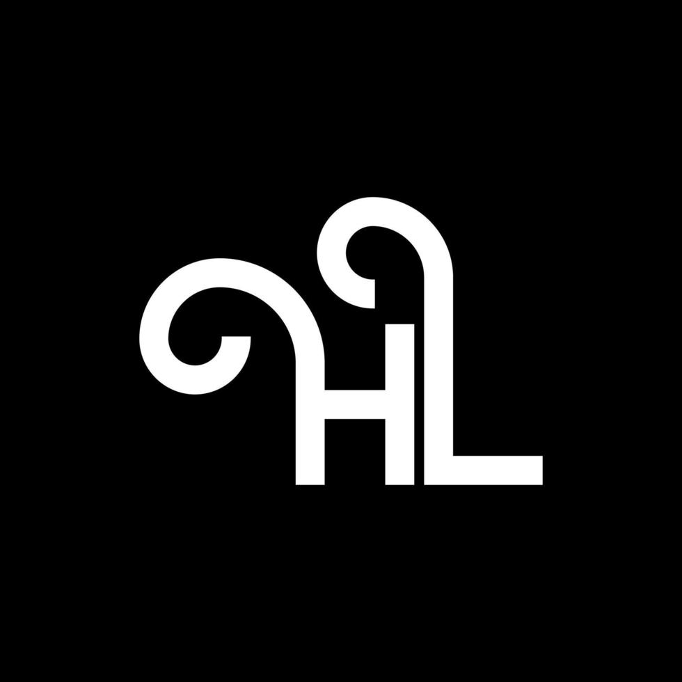 hl lettera logo design su sfondo nero. hl creative iniziali lettera logo concept. disegno della lettera hl. hl bianco lettera design su sfondo nero. hl, hl logo vettore