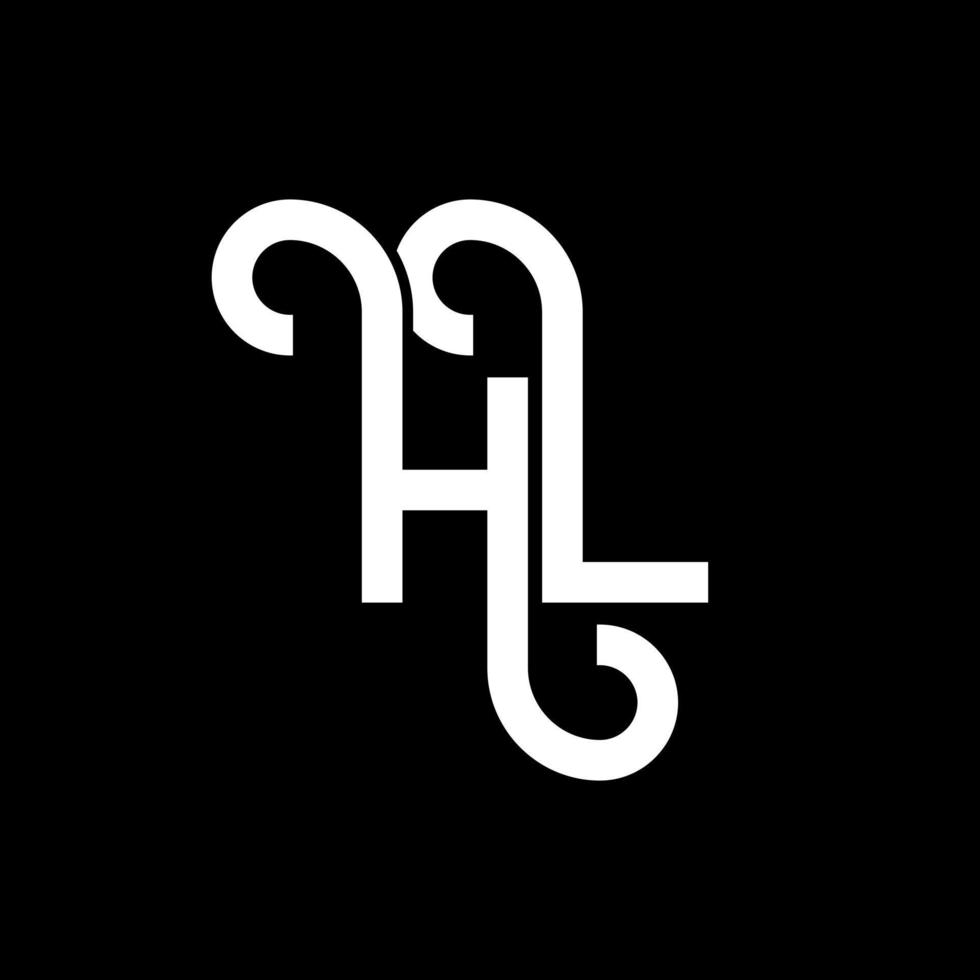 hl lettera logo design su sfondo nero. hl creative iniziali lettera logo concept. disegno della lettera hl. hl bianco lettera design su sfondo nero. hl, hl logo vettore