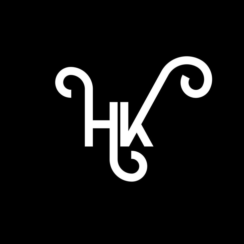 hk lettera logo design su sfondo nero. hk creative iniziali lettera logo concept. hh disegno della lettera. hk bianco lettera design su sfondo nero. hk, hk logo vettore