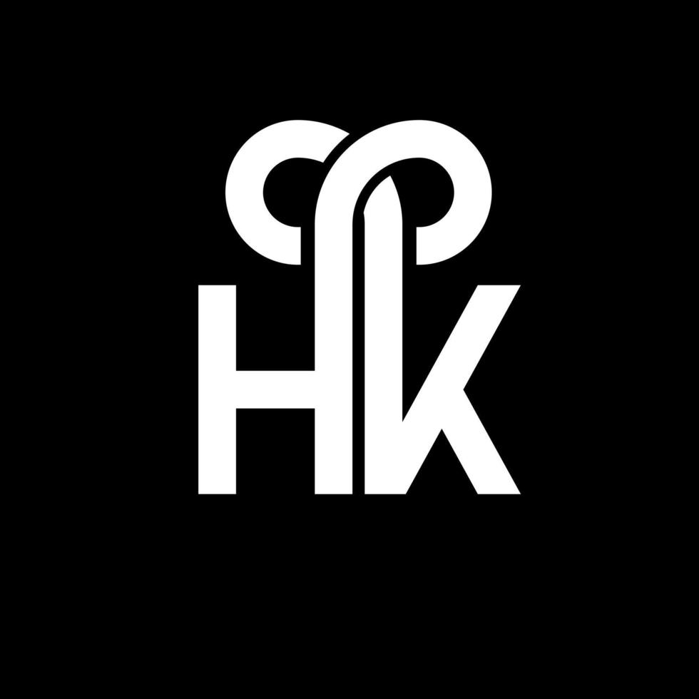 hk lettera logo design su sfondo nero. hk creative iniziali lettera logo concept. hh disegno della lettera. hk bianco lettera design su sfondo nero. hk, hk logo vettore