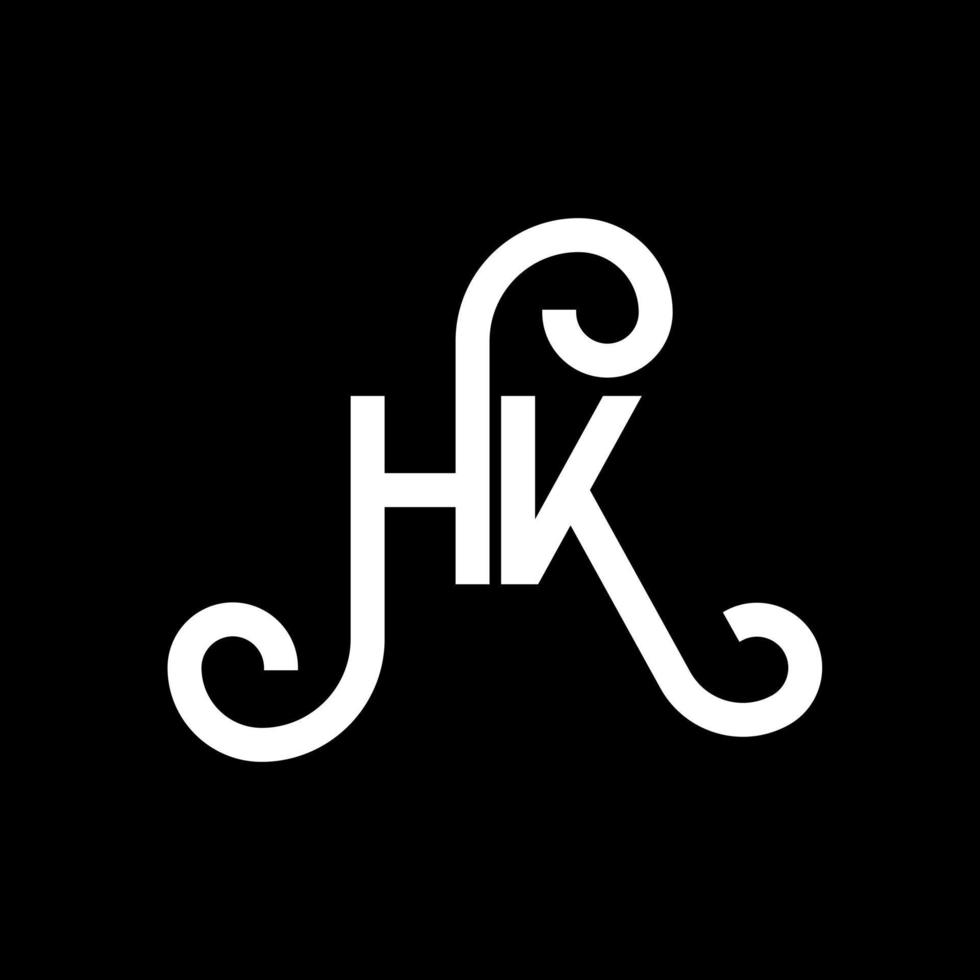 hk lettera logo design su sfondo nero. hk creative iniziali lettera logo concept. hh disegno della lettera. hk bianco lettera design su sfondo nero. hk, hk logo vettore