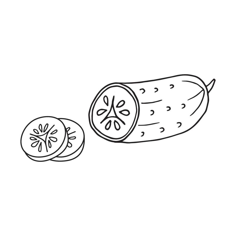 cetriolo in stile doodle vettore