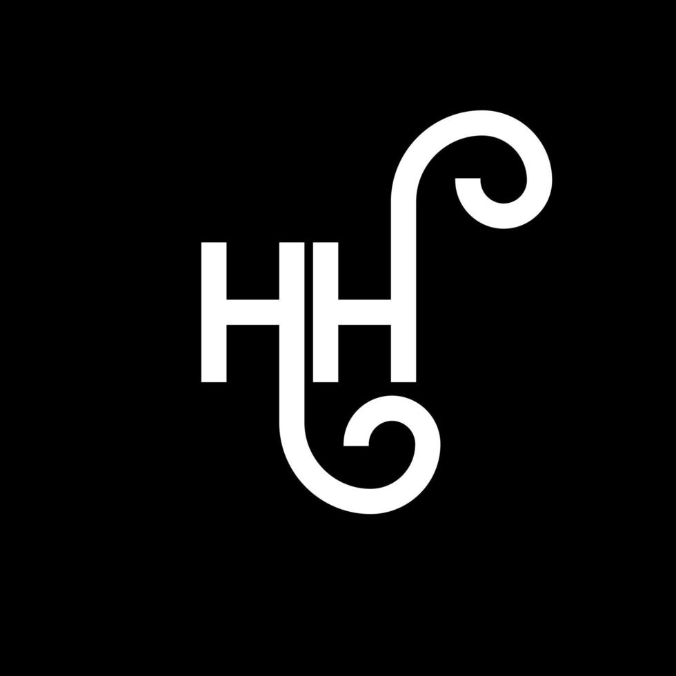 hh lettera logo design su sfondo nero. hh creative iniziali lettera logo concept. hh disegno della lettera. hh disegno della lettera bianca su sfondo nero. hh, hh logo vettore