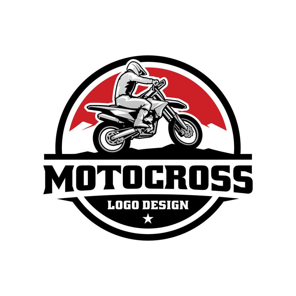 Logo pronto per l'emblema del distintivo di motocross di sport d'avventura vettore