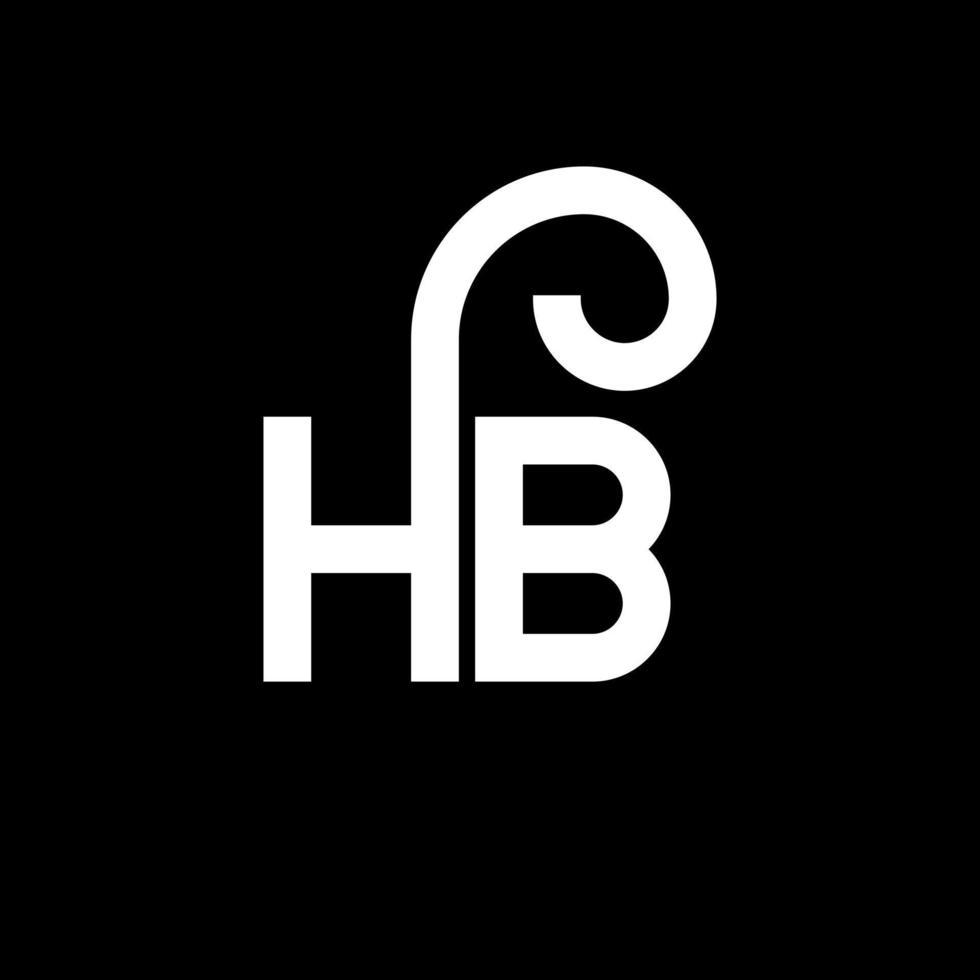 design del logo della lettera hb su sfondo nero. hb creative iniziali lettera logo concept. disegno della lettera hb. hb bianco lettera design su sfondo nero. hb, hb logo vettore