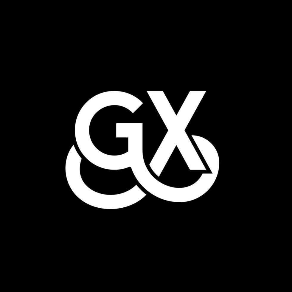 gx lettera logo design su sfondo nero. gx creative iniziali lettera logo concept. disegno della lettera gx. gx bianco lettera design su sfondo nero. gx, gx logo vettore