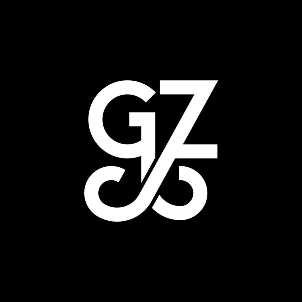 gz lettera logo design su sfondo nero. gz creative iniziali lettera logo concept. disegno della lettera gz. gz bianco lettera design su sfondo nero. gz, gz logo vettore