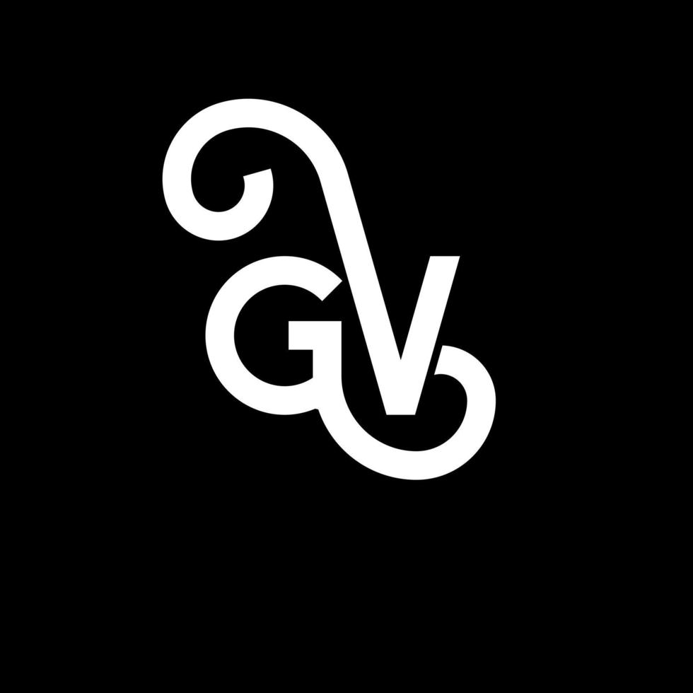gv lettera logo design su sfondo nero. gv creative iniziali lettera logo concept. disegno della lettera gv. gv bianco lettera design su sfondo nero. gv, gv logo vettore