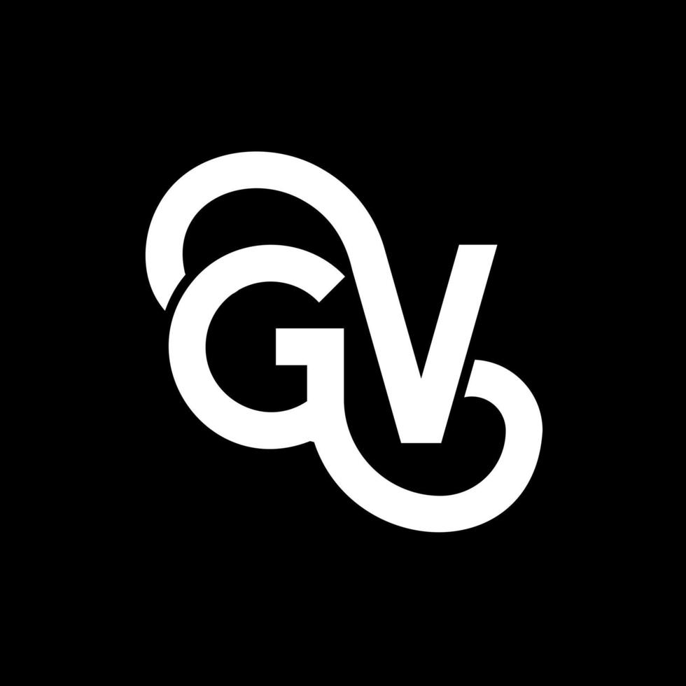 gv lettera logo design su sfondo nero. gv creative iniziali lettera logo concept. disegno della lettera gv. gv bianco lettera design su sfondo nero. gv, gv logo vettore