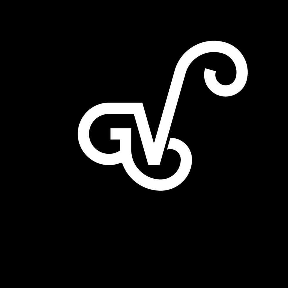 gv lettera logo design su sfondo nero. gv creative iniziali lettera logo concept. disegno della lettera gv. gv bianco lettera design su sfondo nero. gv, gv logo vettore