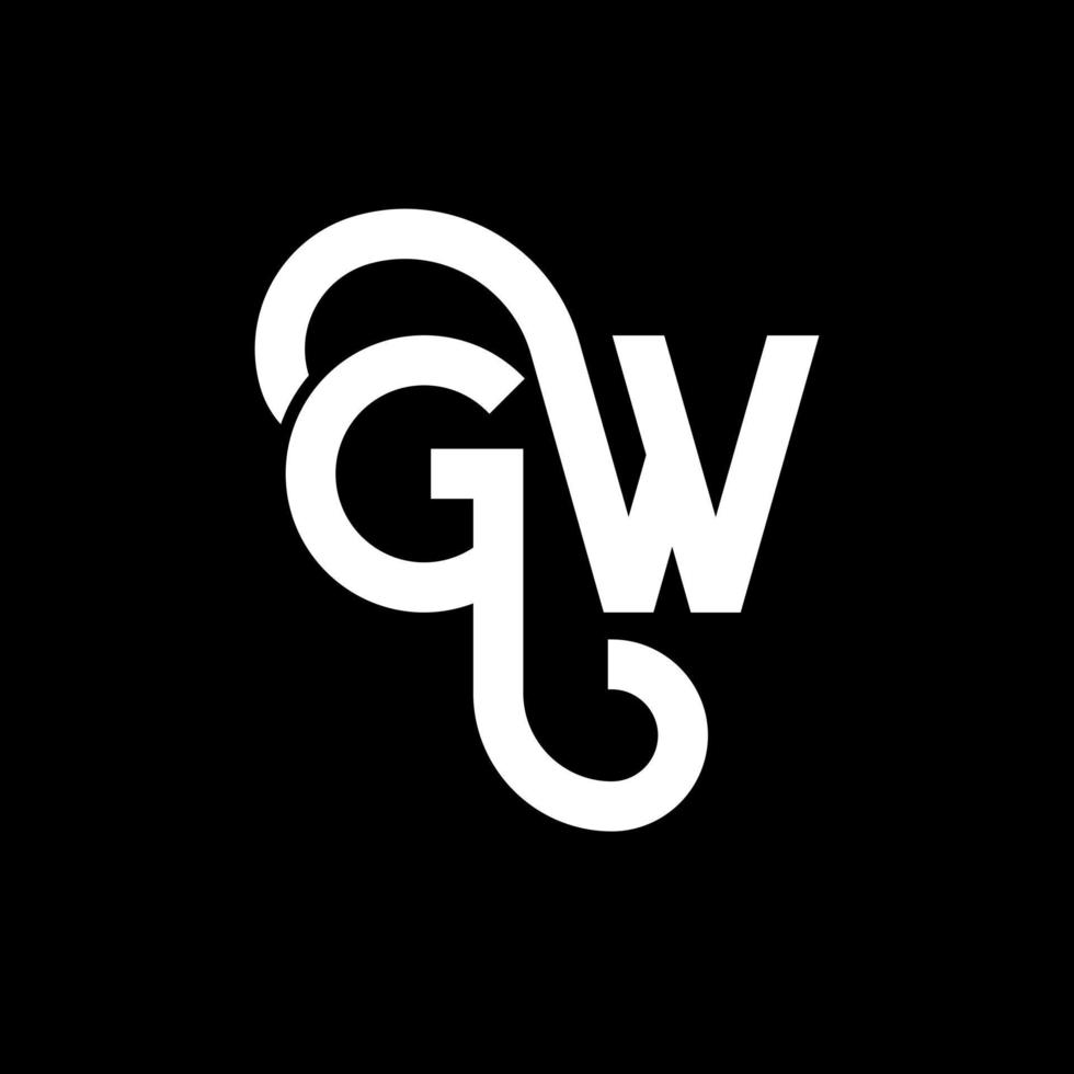 gw lettera logo design su sfondo nero. gw creative iniziali lettera logo concept. disegno della lettera gw. gw disegno della lettera bianca su sfondo nero. gw, gw logo vettore