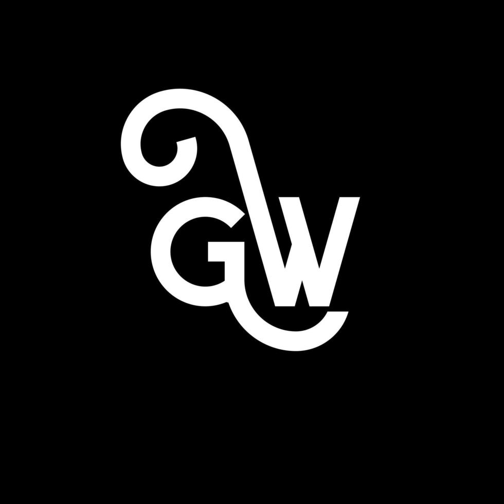 gw lettera logo design su sfondo nero. gw creative iniziali lettera logo concept. disegno della lettera gw. gw disegno della lettera bianca su sfondo nero. gw, gw logo vettore