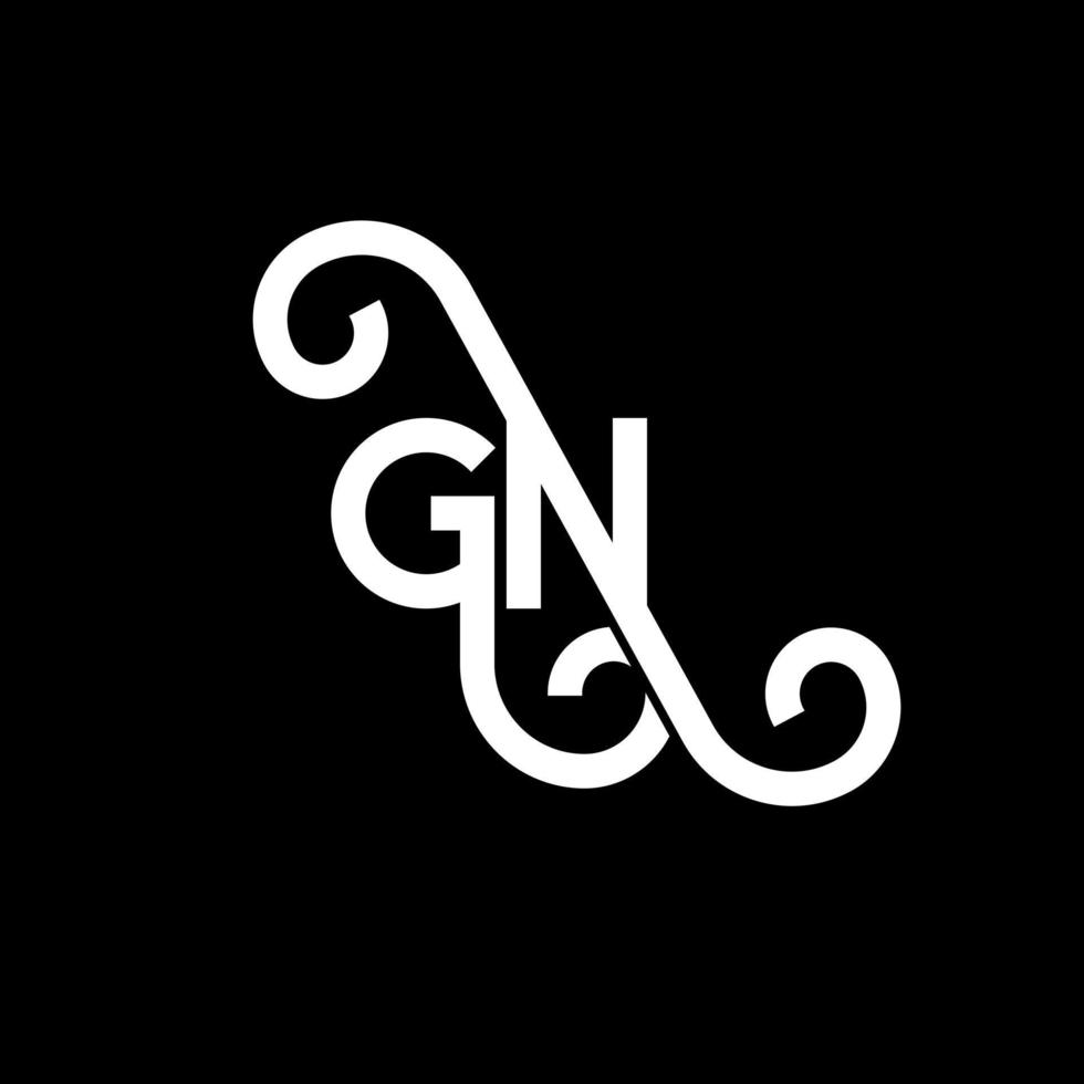 gn lettera logo design su sfondo nero. gn creative iniziali lettera logo concept. disegno della lettera gn. gn disegno della lettera bianca su sfondo nero. gn, gn logo vettore