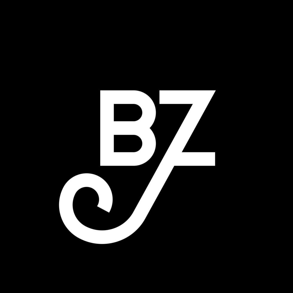 bz lettera logo design su sfondo nero. bz creative iniziali lettera logo concept. disegno della lettera bz. bz bianco lettera design su sfondo nero. bz, bz logo vettore