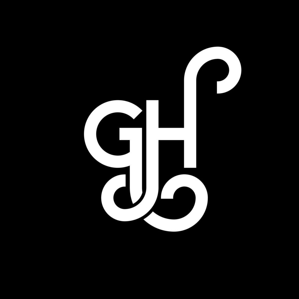 gh lettera logo design su sfondo nero. gh creative iniziali lettera logo concept. gh disegno della lettera. gh disegno della lettera bianca su sfondo nero. gh, gh logo vettore