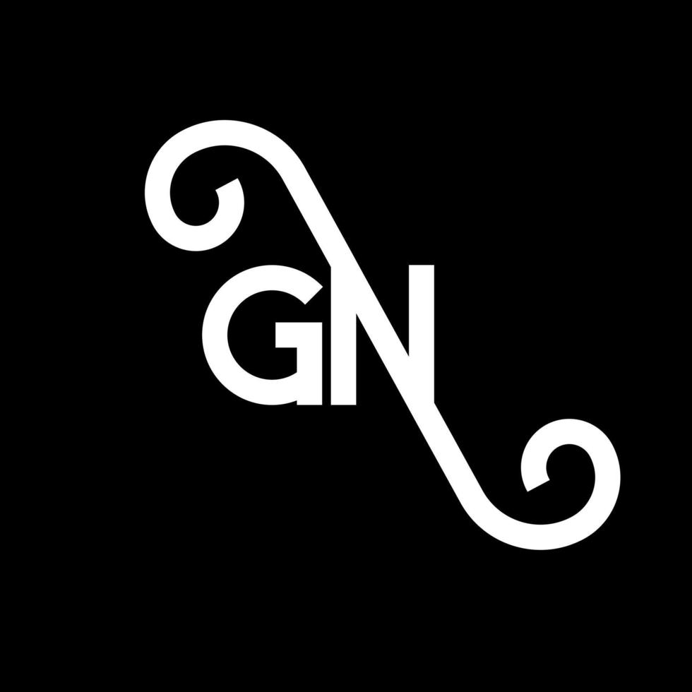 gn lettera logo design su sfondo nero. gn creative iniziali lettera logo concept. disegno della lettera gn. gn disegno della lettera bianca su sfondo nero. gn, gn logo vettore