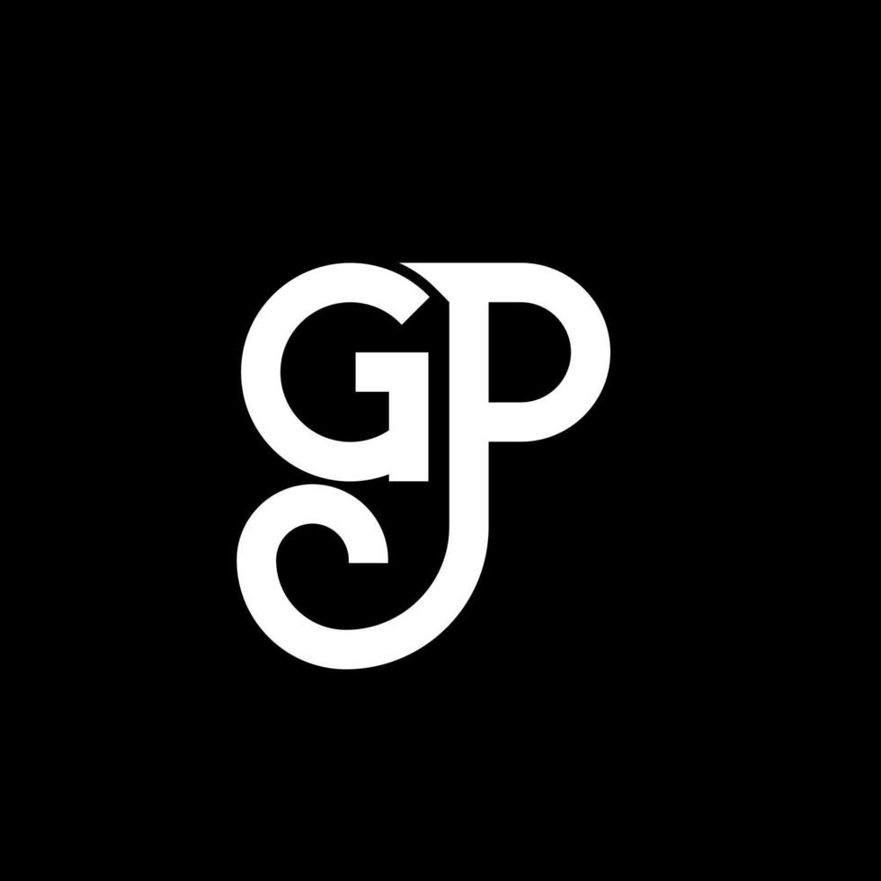 gp lettera logo design su sfondo nero. gp creative iniziali lettera logo concept. disegno della lettera gp. gp bianco lettera design su sfondo nero. gp, gp logo vettore