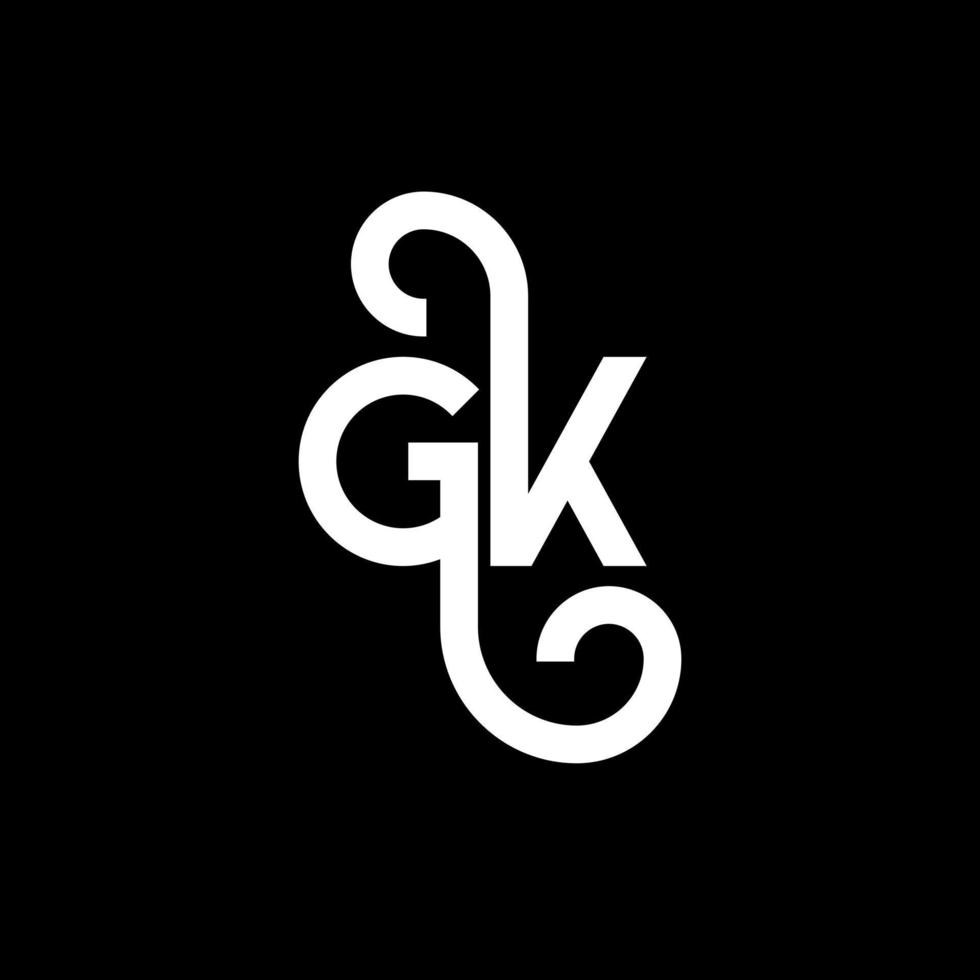 gk lettera logo design su sfondo nero. gk creative iniziali lettera logo concept. disegno della lettera gk. gk bianco lettera design su sfondo nero. gk, gk logo vettore