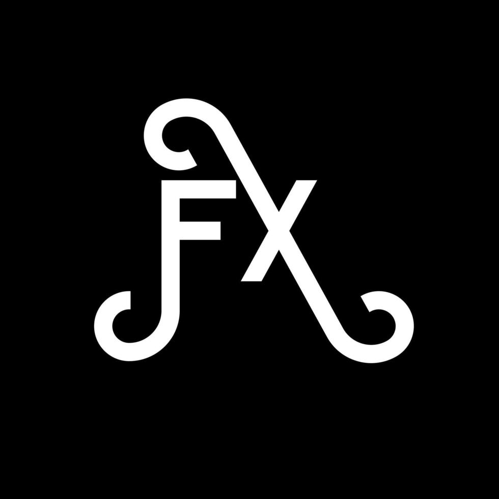 fx lettera logo design su sfondo nero. fx creative iniziali lettera logo concept. disegno della lettera fx. fx disegno della lettera bianca su sfondo nero. fx, fx logo vettore