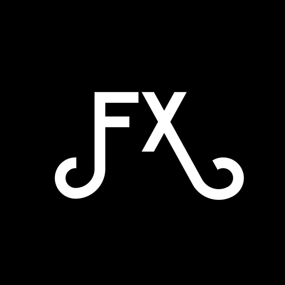 fx lettera logo design su sfondo nero. fx creative iniziali lettera logo concept. disegno della lettera fx. fx disegno della lettera bianca su sfondo nero. fx, fx logo vettore