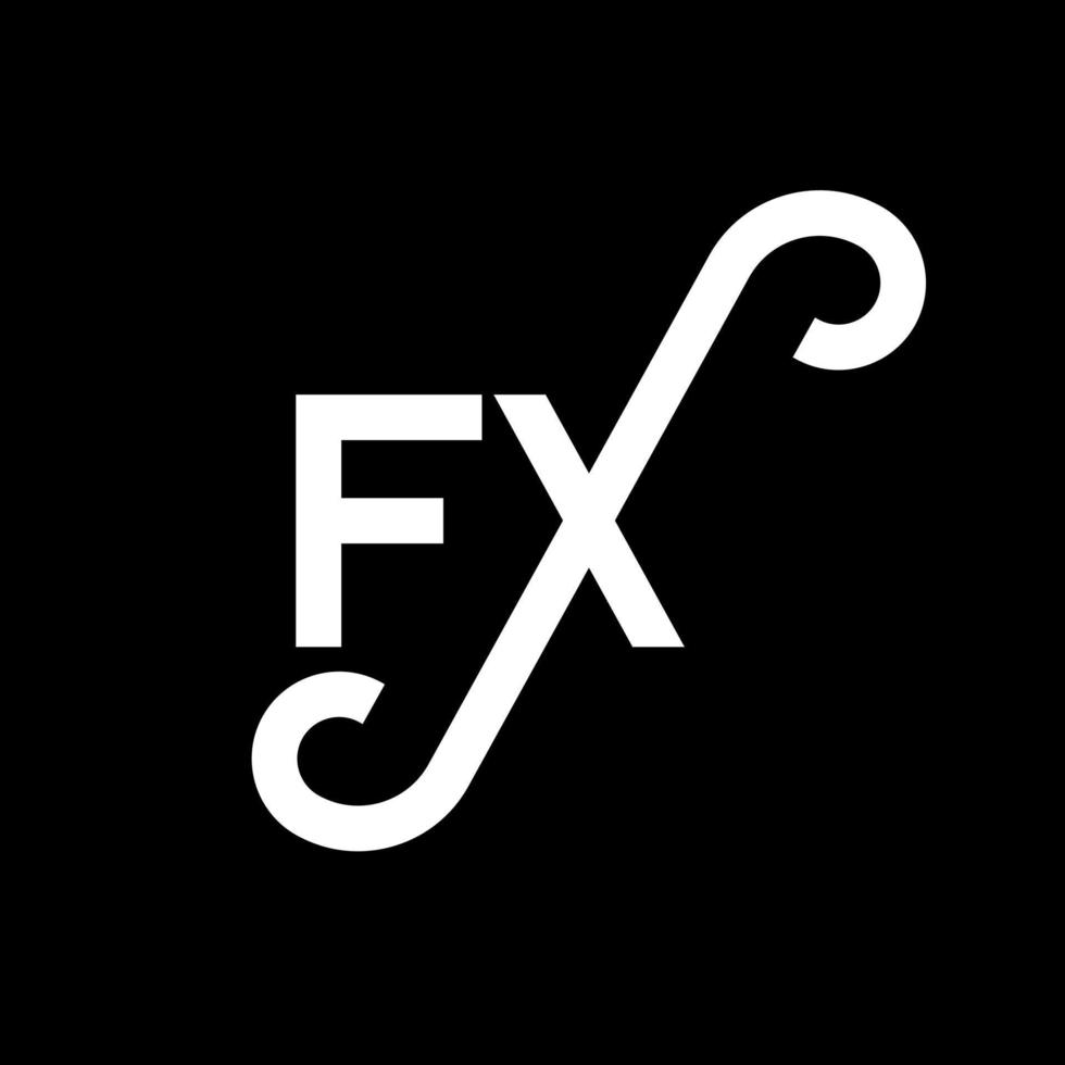 fx lettera logo design su sfondo nero. fx creative iniziali lettera logo concept. disegno della lettera fx. fx disegno della lettera bianca su sfondo nero. fx, fx logo vettore