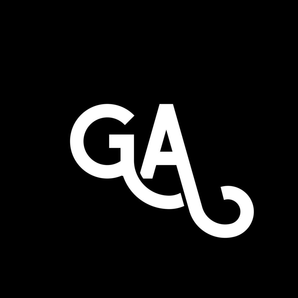 ga lettera logo design su sfondo nero. ga creative iniziali lettera logo concept. g lettera design. ga disegno della lettera bianca su sfondo nero. ga, ga logo vettore