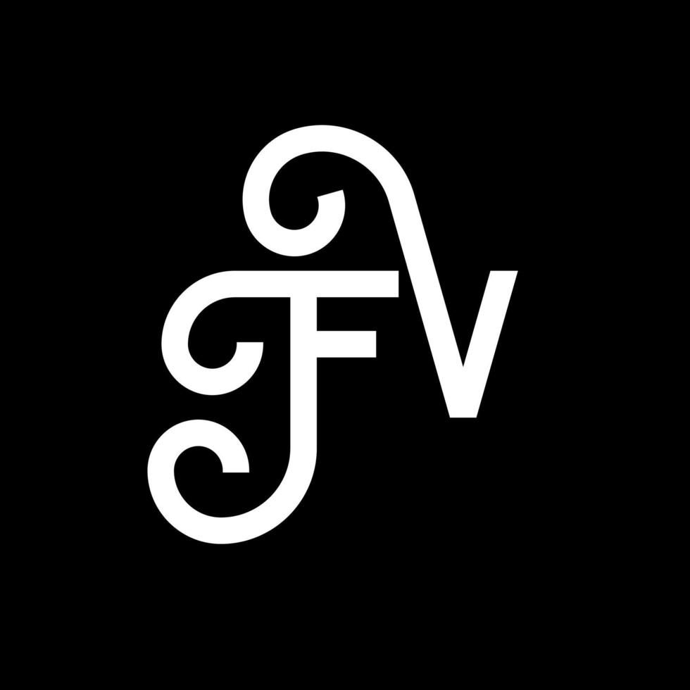 fv lettera logo design su sfondo nero. fv creative iniziali lettera logo concept. disegno della lettera fv. fv bianco lettera design su sfondo nero. logo fv, fv vettore