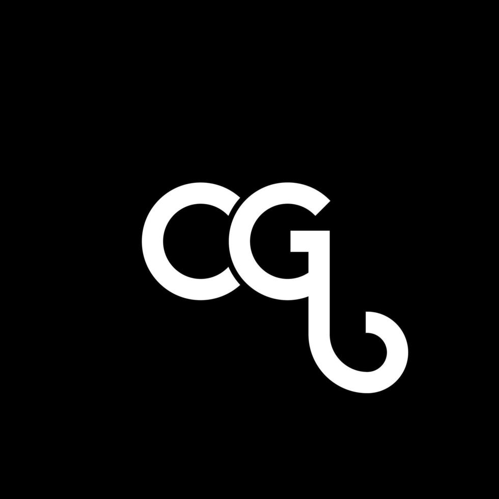 cg lettera logo design su sfondo nero. cg creative iniziali lettera logo concept. disegno della lettera cg. cg bianco lettera design su sfondo nero. cg, cg logo vettore