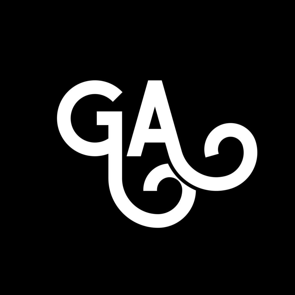 ga lettera logo design su sfondo nero. ga creative iniziali lettera logo concept. g lettera design. ga disegno della lettera bianca su sfondo nero. ga, ga logo vettore