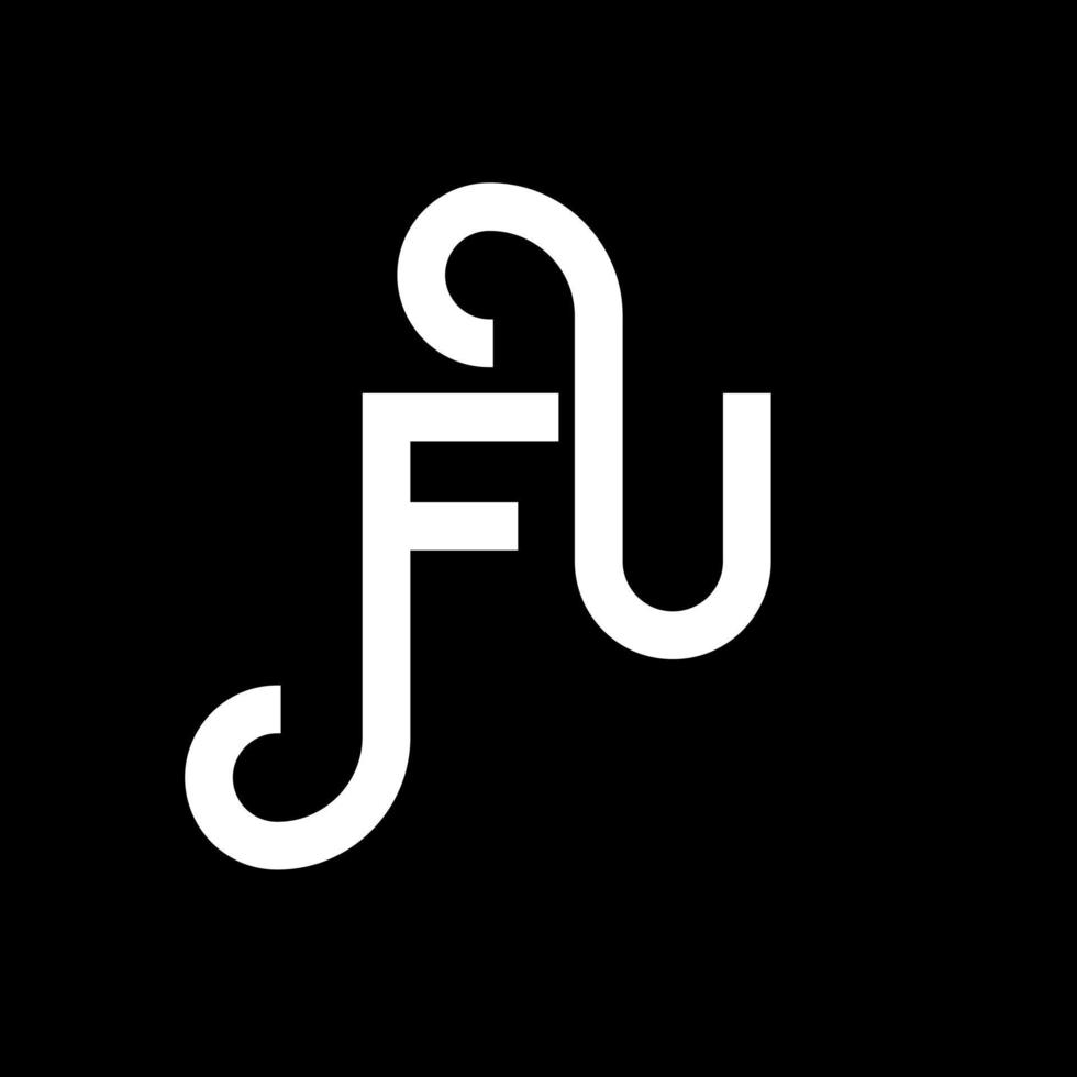 fu lettera logo design su sfondo nero. fu creative iniziali lettera logo concept. fu lettera design. fu bianco lettera design su sfondo nero. fu, fu logo vettore