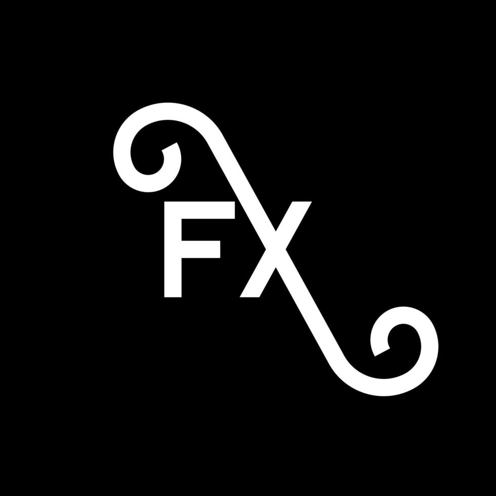 fx lettera logo design su sfondo nero. fx creative iniziali lettera logo concept. disegno della lettera fx. fx disegno della lettera bianca su sfondo nero. fx, fx logo vettore