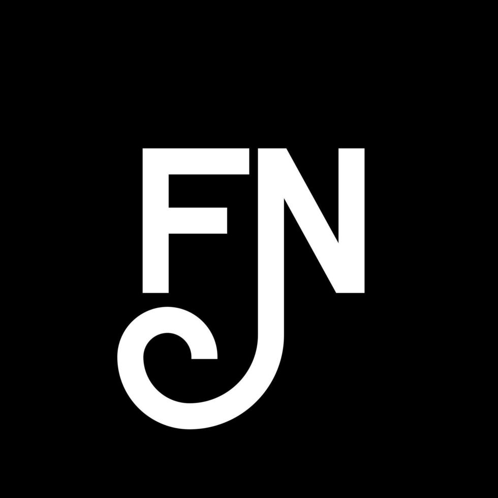 fn lettera logo design su sfondo nero. fn creative iniziali lettera logo concept. fn design della lettera. fn disegno della lettera bianca su sfondo nero. fn, fn logo vettore