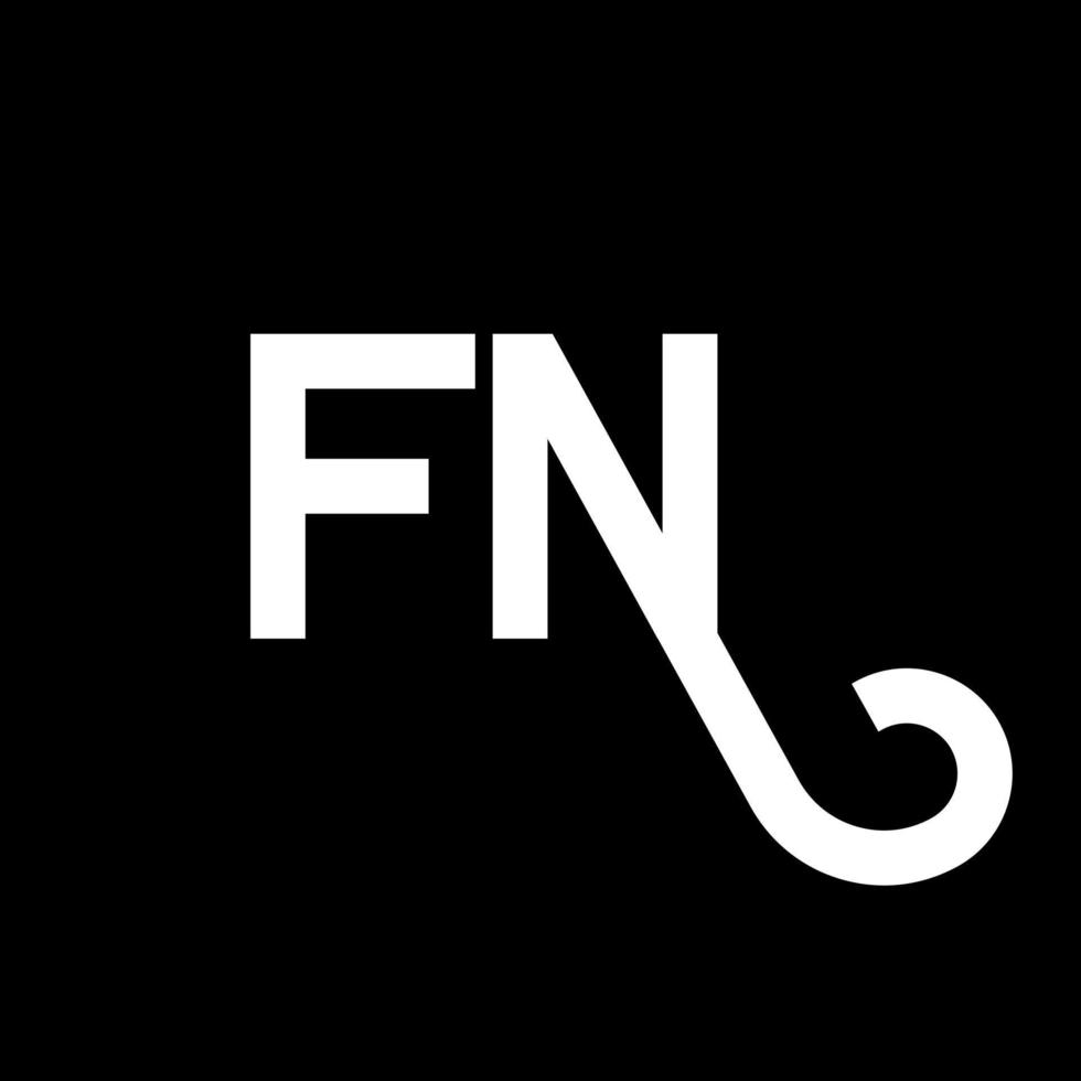 fn lettera logo design su sfondo nero. fn creative iniziali lettera logo concept. fn design della lettera. fn disegno della lettera bianca su sfondo nero. fn, fn logo vettore