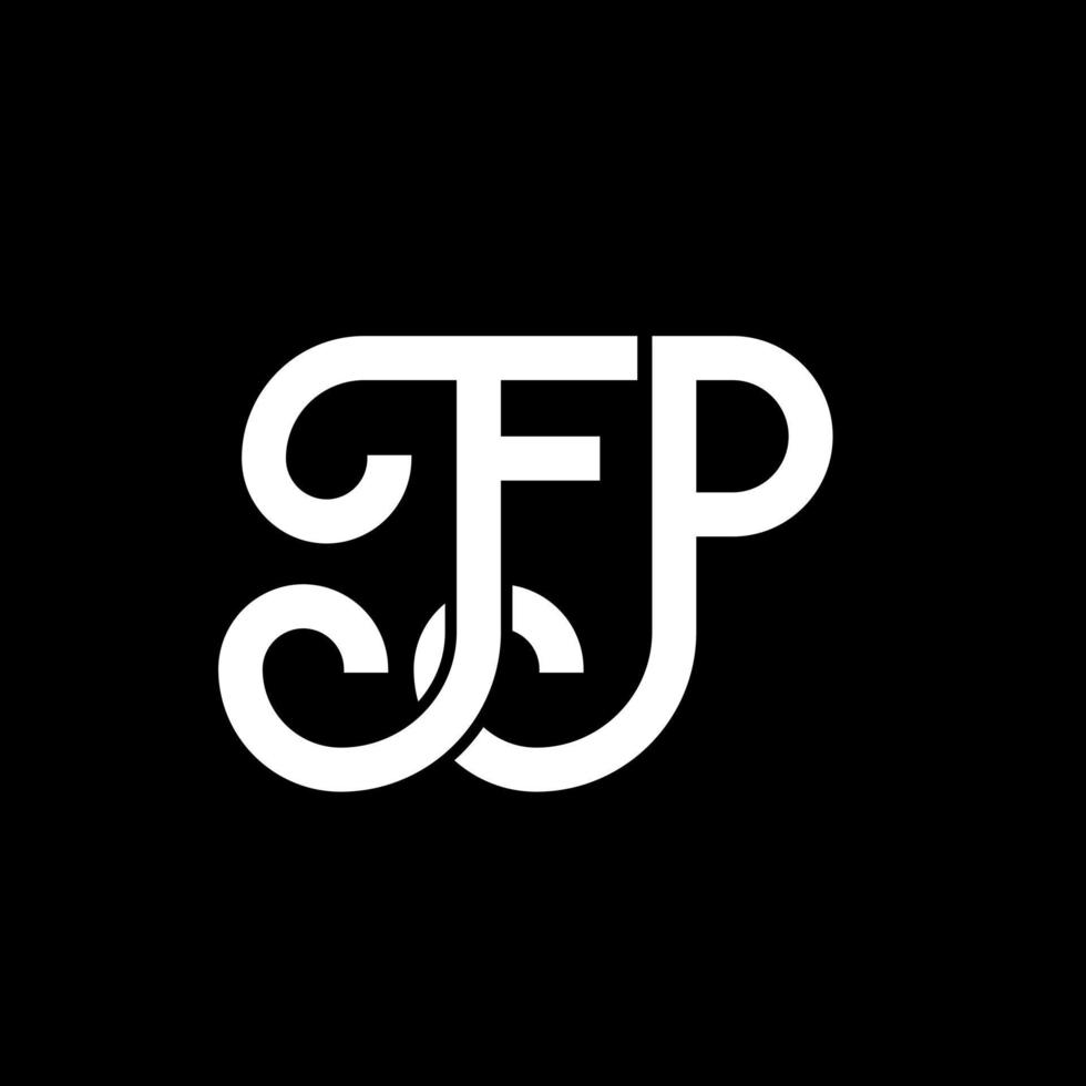 design del logo della lettera fp su sfondo nero. fp creative iniziali lettera logo concept. disegno della lettera fp. fp bianco lettera design su sfondo nero. fp, fp logo vettore