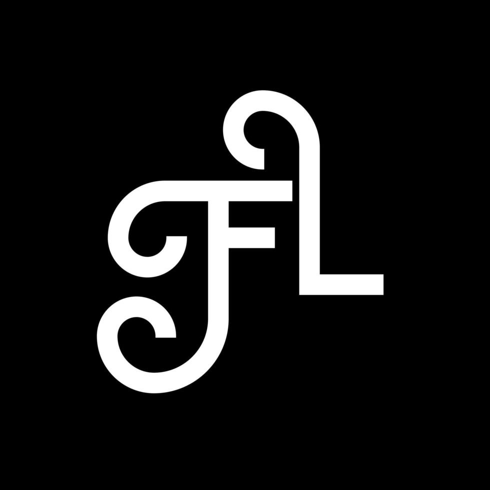 fl lettera logo design su sfondo nero. fl creative iniziali lettera logo concept. design della lettera fl. fl disegno della lettera bianca su sfondo nero. fl, fl logo vettore