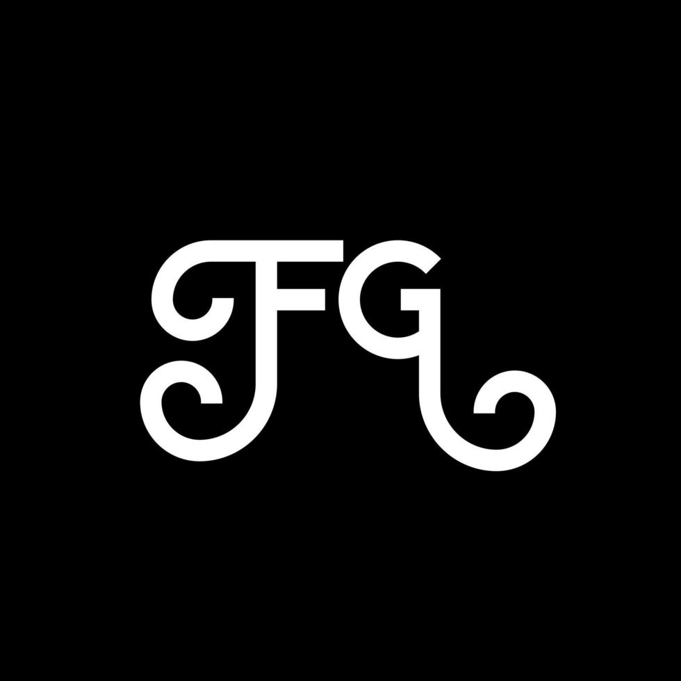 fg lettera logo design su sfondo nero. fg creative iniziali lettera logo concept. disegno della lettera fg. fg bianco lettera design su sfondo nero. fg, fg logo vettore