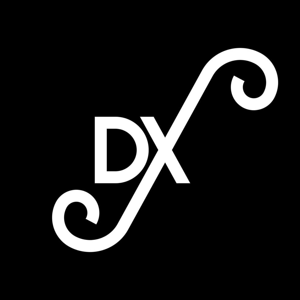 dx lettera logo design su sfondo nero. dx creative iniziali lettera logo concept. disegno della lettera dx. dx bianco lettera design su sfondo nero. dx, dx logo vettore